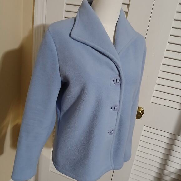 Talbots Petites Woman's S Periwinkle Lightweight Polar Fleece 3-Botton Jacket - Picture 8 of 16